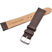 Uhrenarmband aus echtem Leder mit Eidechsen-Maserung, braun/schwarz, 0 mm