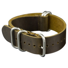 Echtes Leder Zulu Nato Uhrenarmband 22mm Braun Watcheserproofru Ersatz-Uhrenarmbänder mit 5 Ringen