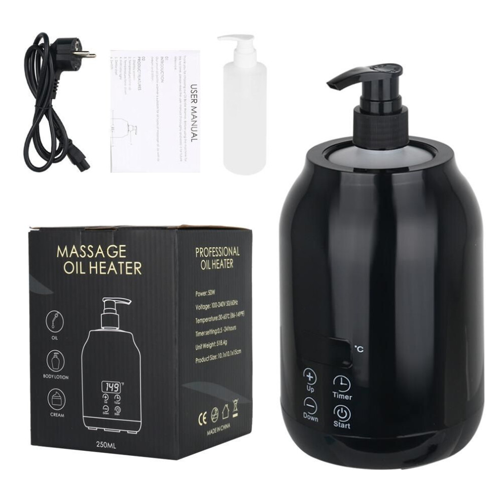 (Black With Box) Massage Oil Warmer with Two Bottle Dispenser Smart Touch Key Electric Warm Lotion Dispenser, Lube Gel Cream Warmer For Home Salon Spa Massage