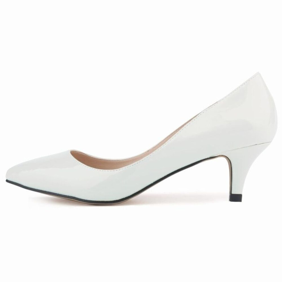 (white, 42) Classic Sexy Pointed Low Med Kitten Heels Women Pumps Shoes Spring Brand Design Wedding Dress