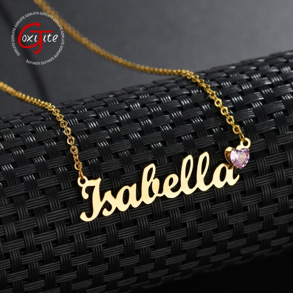 Collier ras du cou personnalisé avec pierre de naissance et nom de Goxijite