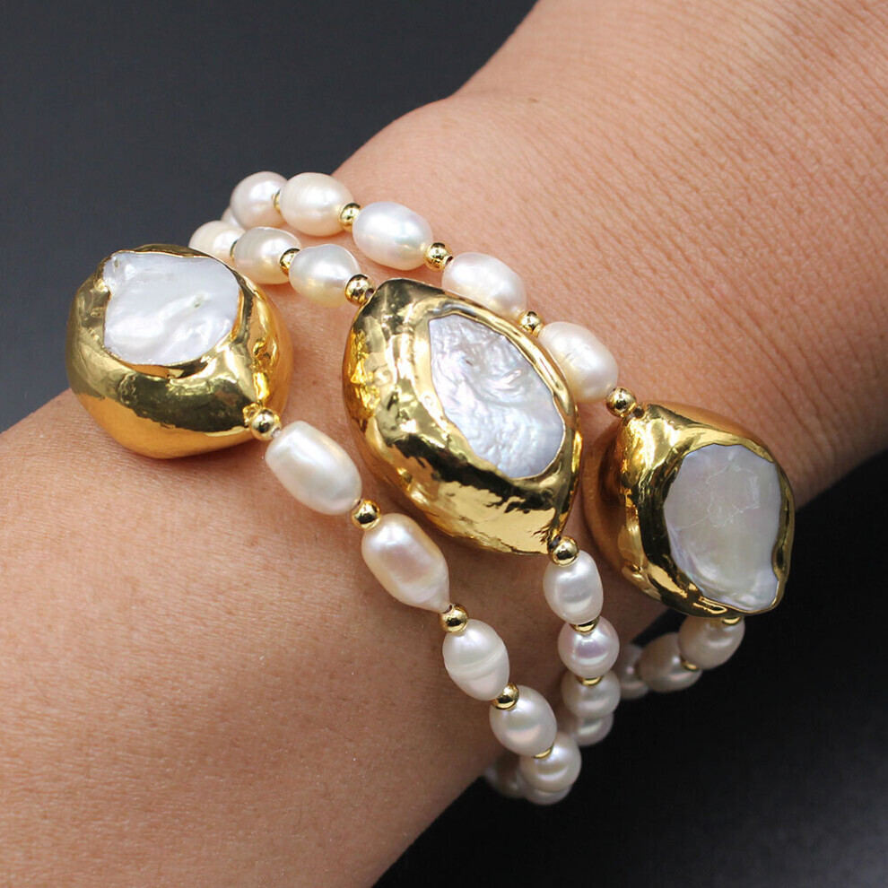 Bijoux GuaiGuai, 3 brins de perles d'eau douce Keshi, pour mariage, pour femmes