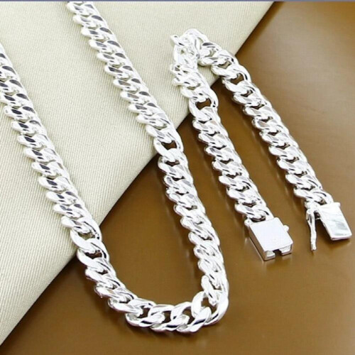 Hohe Männer Schmuck 925Sets 10MM Link Chaint Sets Für 1