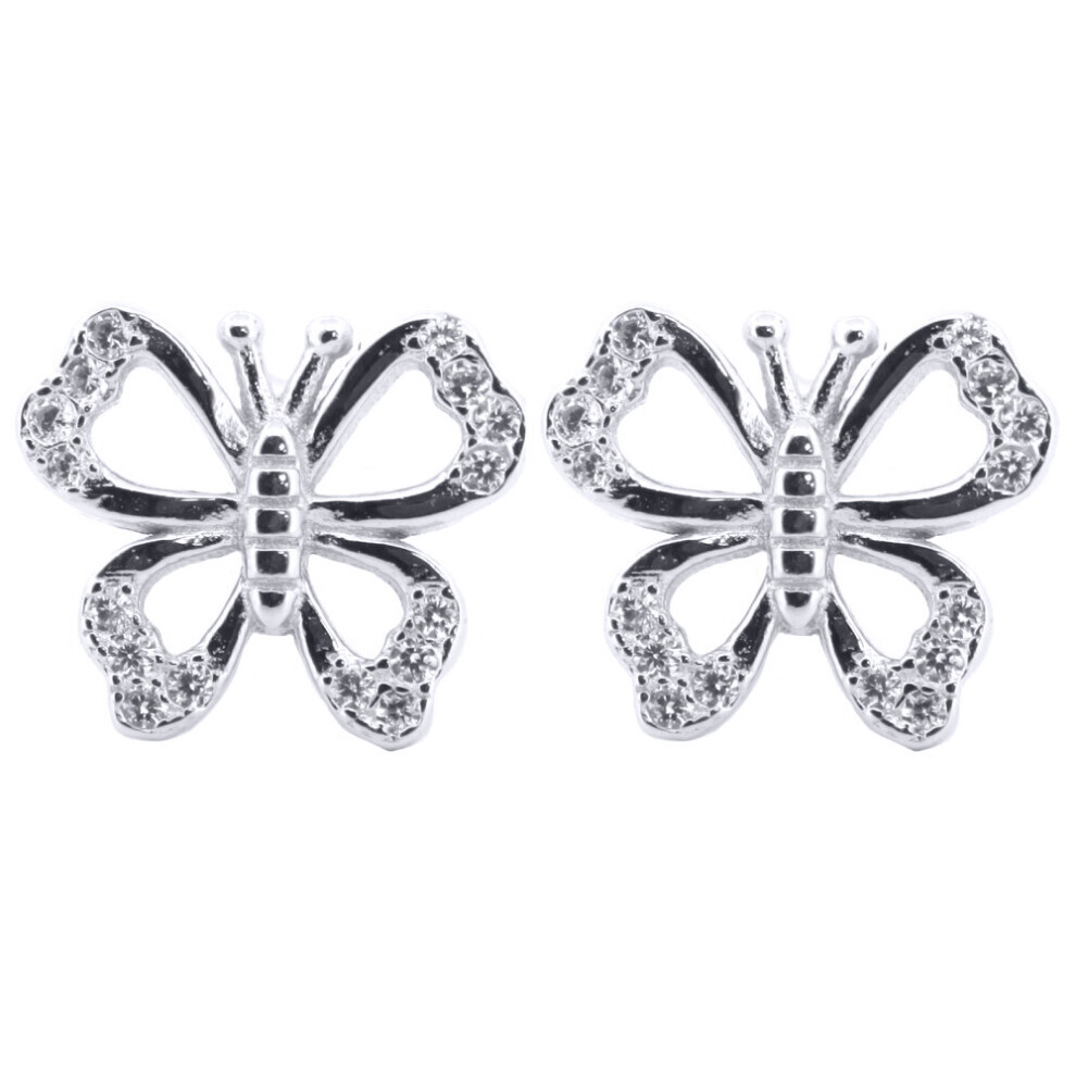 Clous d'oreilles papillon en argent rhodié7