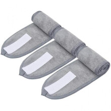 3pcs Cosmetic Headband for Makeup And Spa - Dark Grey