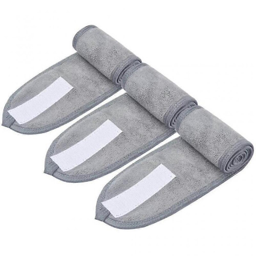 3pcs Cosmetic Headband for Makeup And Spa - Dark Grey