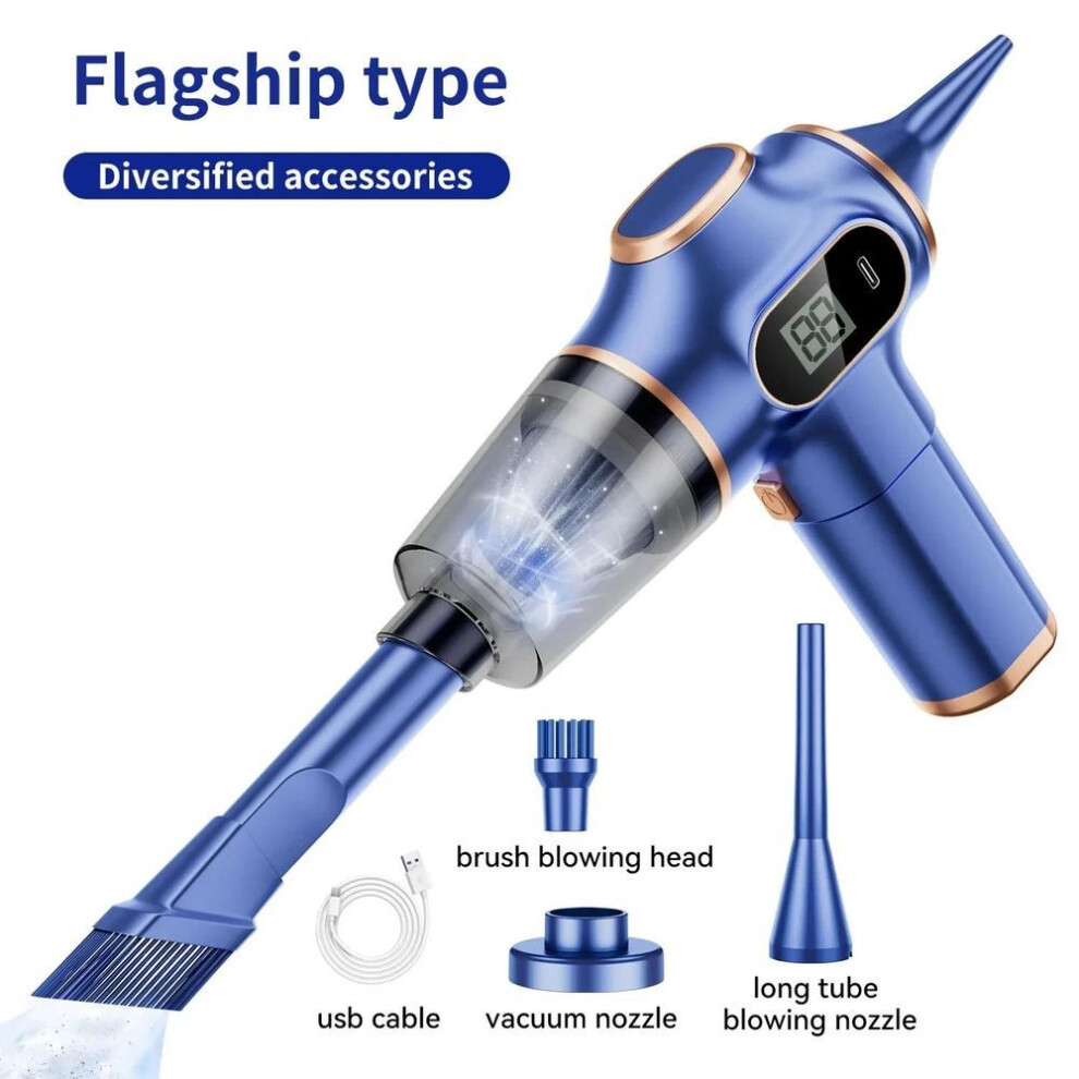 (blue) 2024 New Original 1500000Pa 5-in-1 Cordless Vacuum Cleaner Super Suction Car Portable Vacuum Cleaner Handheld Car Household Appliances Power Display