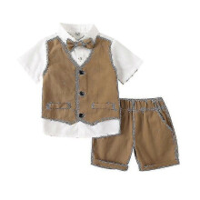 (120cm, Brown) Boy's Tuxedos Toddler Formal Suits Set, Kids Slim Fit Suit