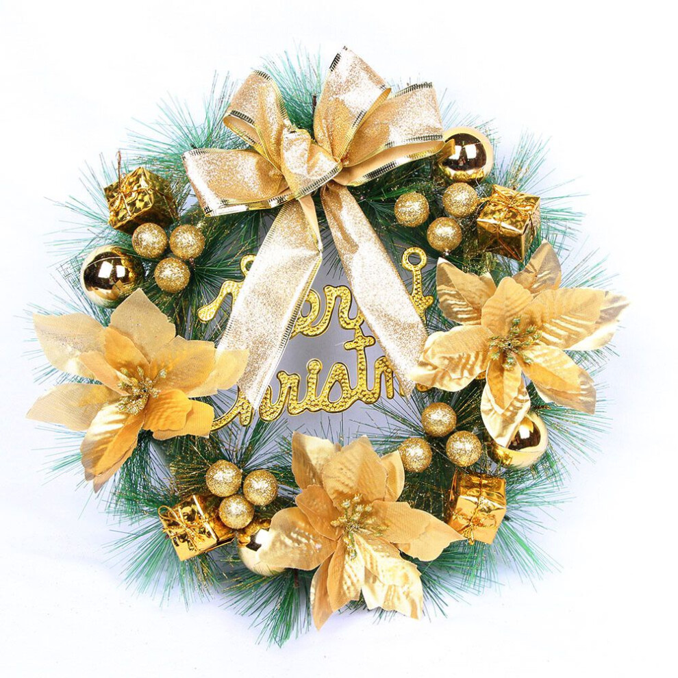 (, 40Cm/15.7In) Front Wreath Christmas Door Wall Hanging Decor Xmas Party Garland Window Outdoor Gold