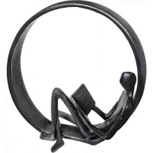 Cast Iron Sculptures Office Decoration, table top Decor, Metal Small Decorative Objects Gift Man Reading for Readers Accessories
