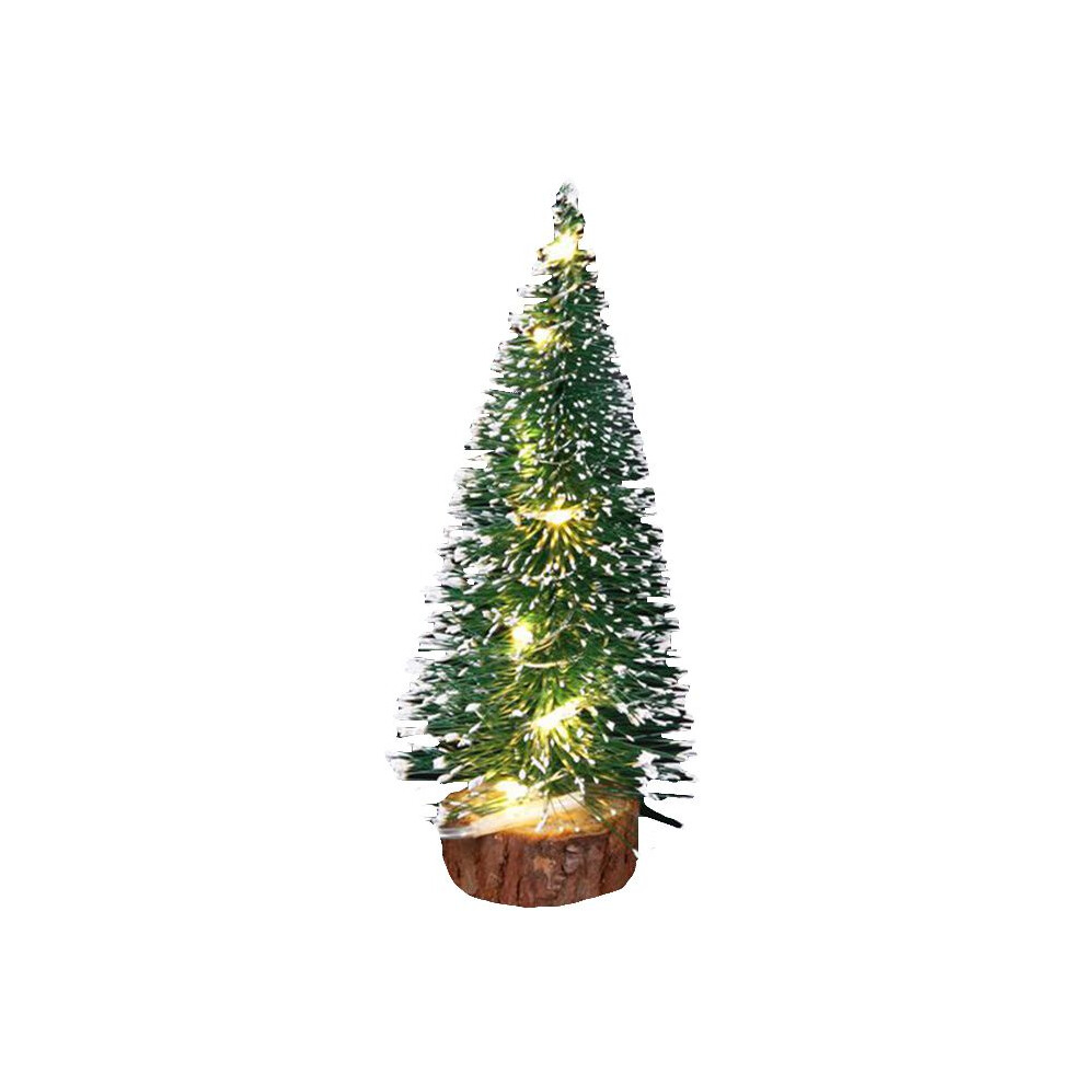 (Warm Lights, 35cm/13.8in) Cedar Christmas Mini Tree With Led Lights Small Pine Table Desk Xmas Decor Home-image-OPC-PHGQXWP-NEW