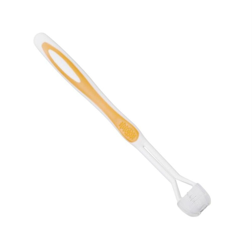 (yellow) 3-Sided Toothbrush for Special Needs Easier Oral Cleaner Gum Care Adult Children's Toothbrush