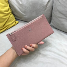 (pink) 2024 New Women Wallets Genuine Leather Cowhide Long Wallet Fashion Brand Design Phone Purse Zip Calfskin Clutch Bag Card Holder
