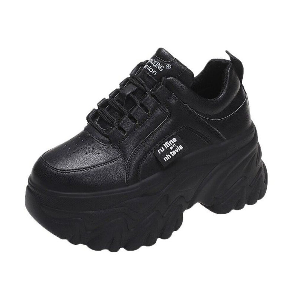 (black, 36) White Black Chunky Sneakers Women Spring Autumn Thick Bottom Dad Shoes Woman Fashion PU Leather Platform Sneakers Ladies
