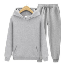 (gray, XXXL) Woman Warm Sportswear Two Piece Loose Sets Tracksuit Long Hooded Coats Hoodie Set Zipper Running Joggers Femmel Sweatshirts Set