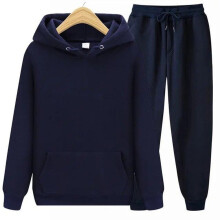 (dark blue, XL) Woman Warm Sportswear Two Piece Loose Sets Tracksuit Long Hooded Coats Hoodie Set Zipper Running Joggers Femmel Sweatshirts Set