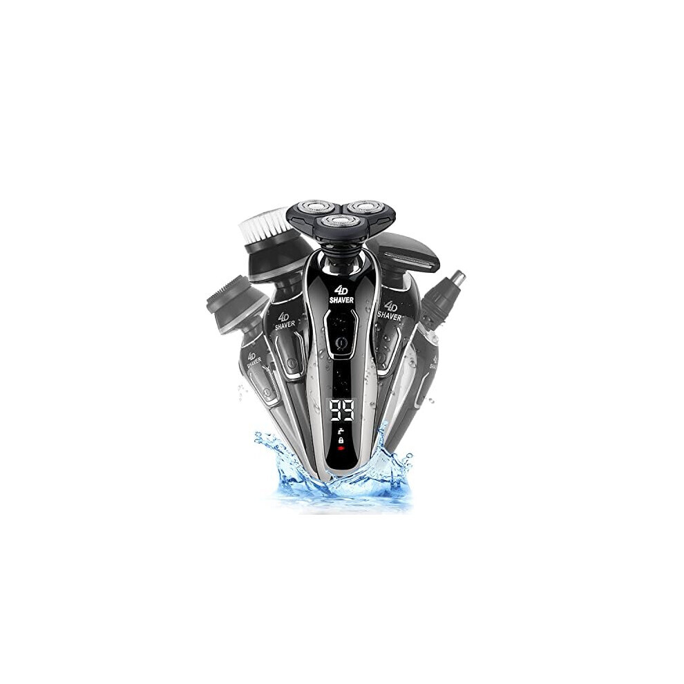 Cadeaux de Saint-Valentin pour lui Rasoirs 5 en 1 pour homme - Rasoir électrique étanche IPX7, rechargeable