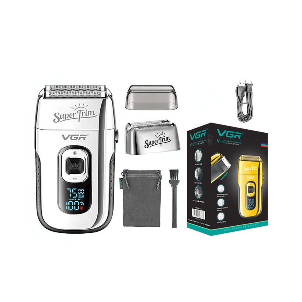 (argent avec boîte) Rasoir électrique VGR Rasoir électrique Machine de rasage rechargeable pour hommes