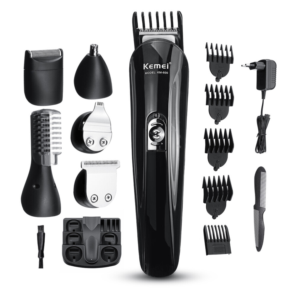 Kemei 6 en 1 Tondeuse à barbe multifonctionnelle Kit de coupe de cheveux rechargeable Rasoir pour oreilles