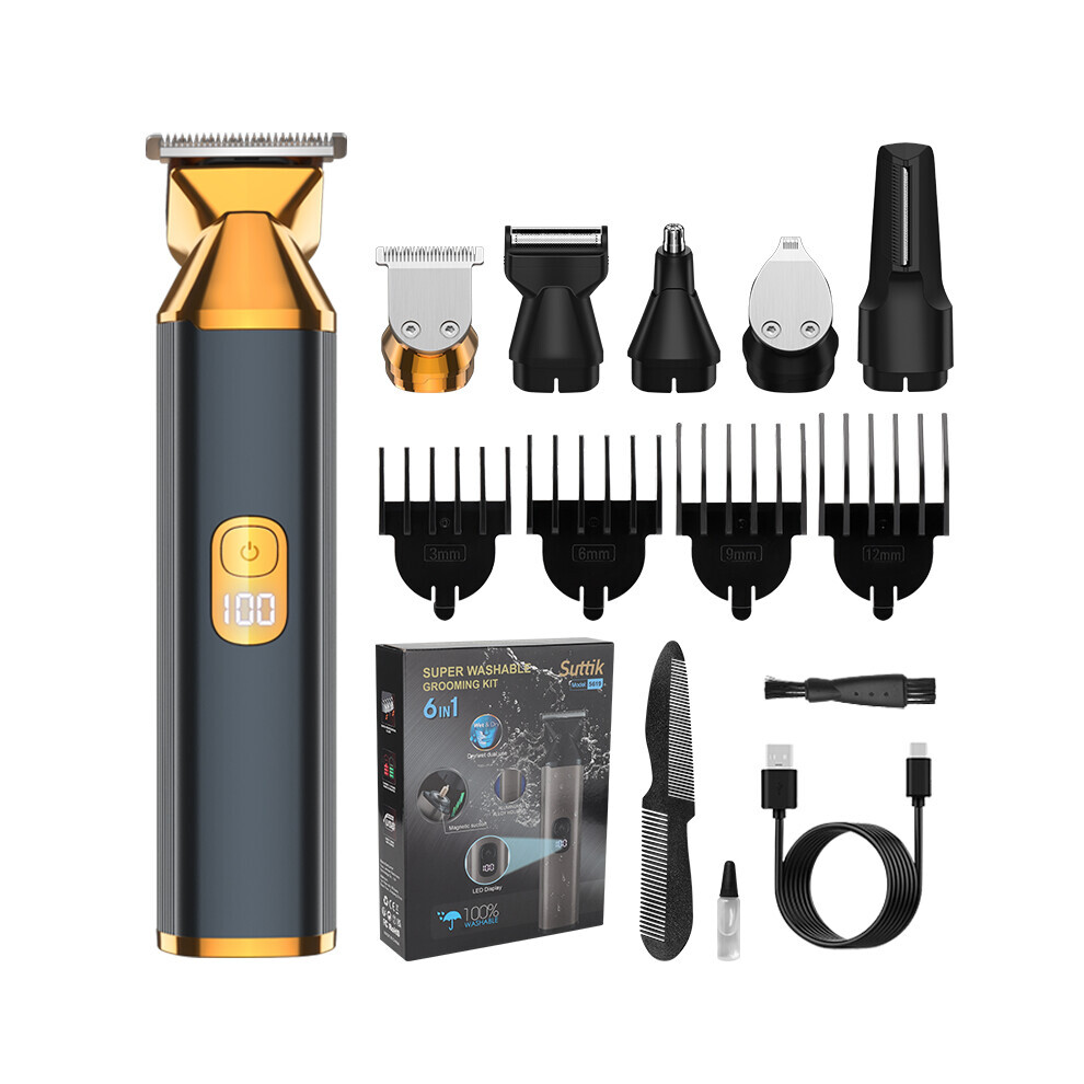 (Or) Tondeuse à cheveux, tondeuse à barbe, rasoir électrique, tondeuse à cheveux, kit de toilettage