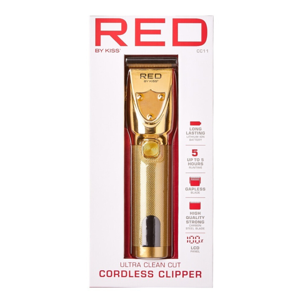 Tondeuse sans fil Red By Kiss Ultra-Cut en acier inoxydable