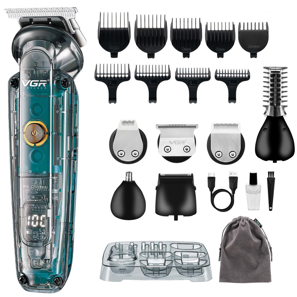 Tondeuse à barbe rechargeable pour homme, kit de toilettage tout-en-un, batterie de 180 minutes, étanche