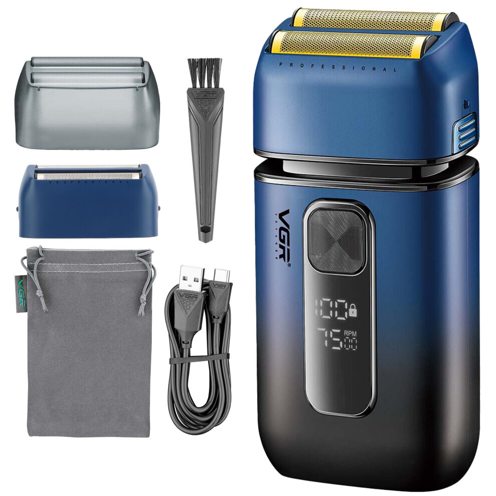 Rasoir électrique à grille pour homme - 7 500 tr/min - Tondeuse rétractable - Batterie rechargeable
