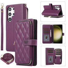 (dark purple, Google Pixel 7A) Zipper Wallet 9 Cards Bag Flip Leather Case for for iPhone Samsung Xiaomi Google