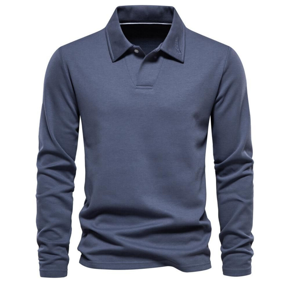 (navy purple, L 75-85 kg) AIOPESON Embroidery Polo Shirt for Men Fashion Neck Turn Down Collar Mens Casual Social Polo Shirts Luxury Golf Shirt