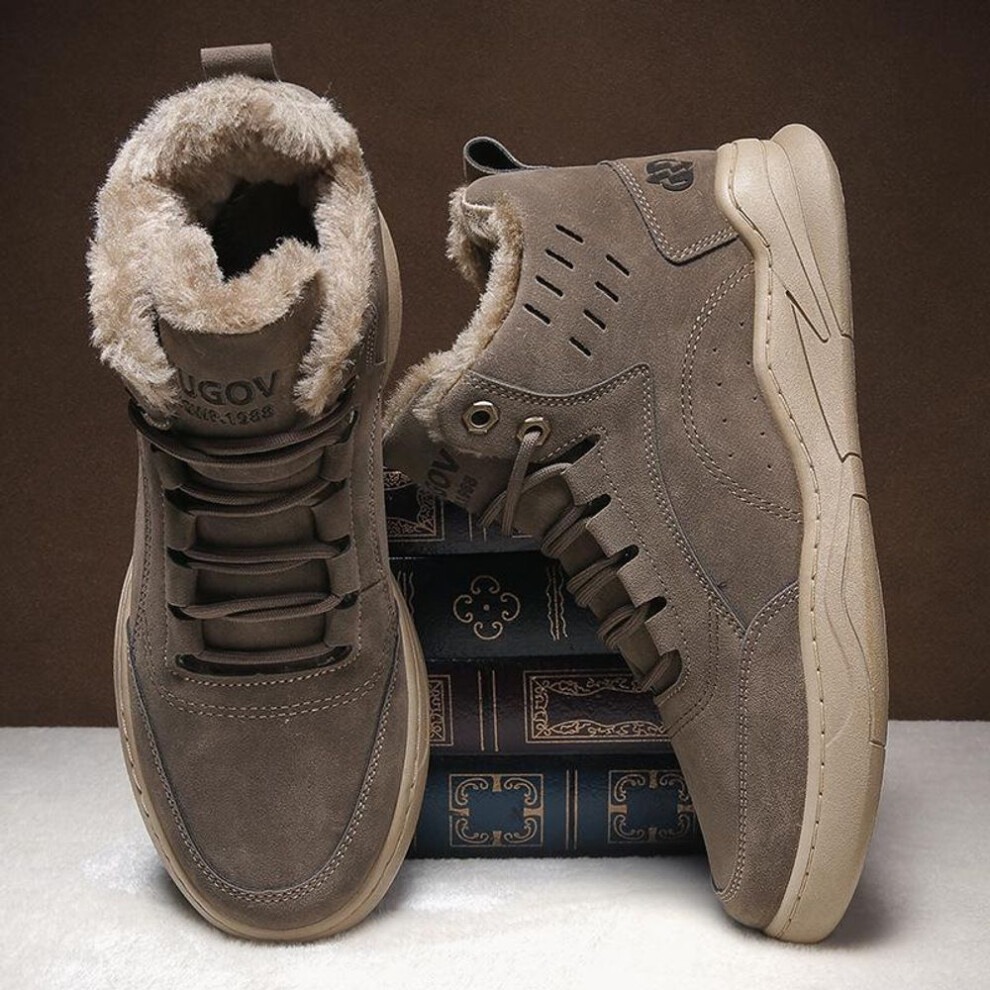 (khaki, 45) Warm Cotton Shoes Men's Shoes Autumn and Winter Outdoor Casual Sports Shoes Anti Slip Snow Boots