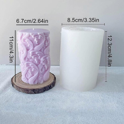 Wave Cylindrical Candle Silicone Mold. Pillar Candle Mold Epoxy Resin Casting 1