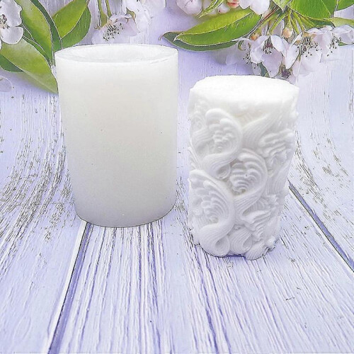 Wave Cylindrical Candle Silicone Mold. Pillar Candle Mold Epoxy Resin Casting 2