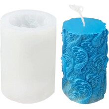 Wave Cylindrical Candle Silicone Mold. Pillar Candle Mold Epoxy Resin Casting