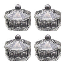 Nail Art Acrylic with Lid Clear Glass Crystal Cup Glassware Tools Nail Art Tools for Liquid Powder