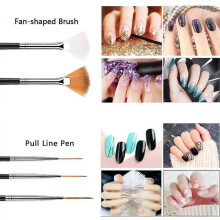 20pcs Nail Art Design Tools, 15pcs Painting Brushes Set with 5pcs Dotting Pens, Black