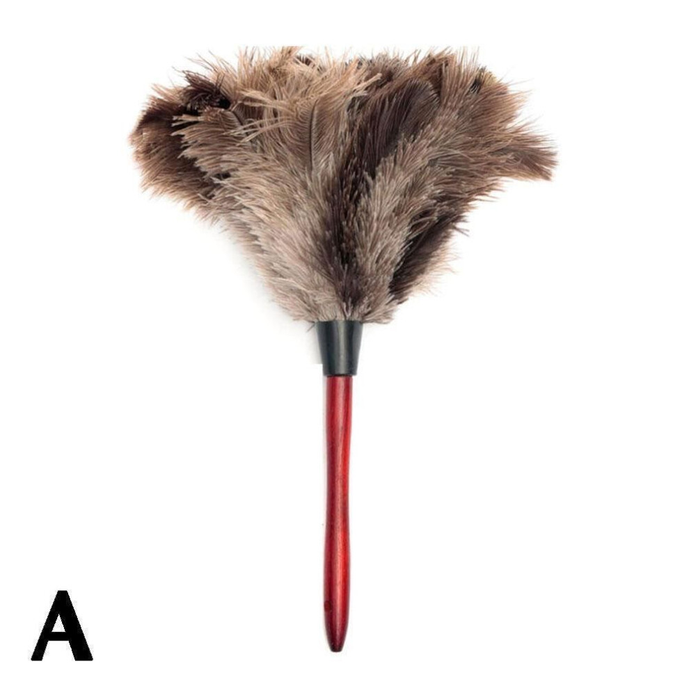 (38cm) Anti Static Genuine Ostrich Feather Duster Wooden Handle Brush Clean 2024