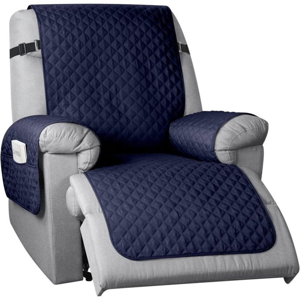 (navy blue, 1 Seat Extra) 1 2 3 Seat Non-Slip Recliner Chair Cover Sofa Slipcover Reversible Pet Cover Protector Couch Cover