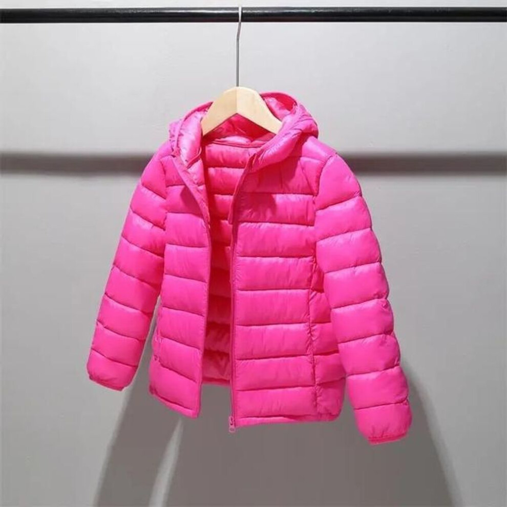 (rose pink, 9-10) Children 2-12 years old down cotton jacket clothes for boys girls cotton padded clothes kids Warm Down Coats