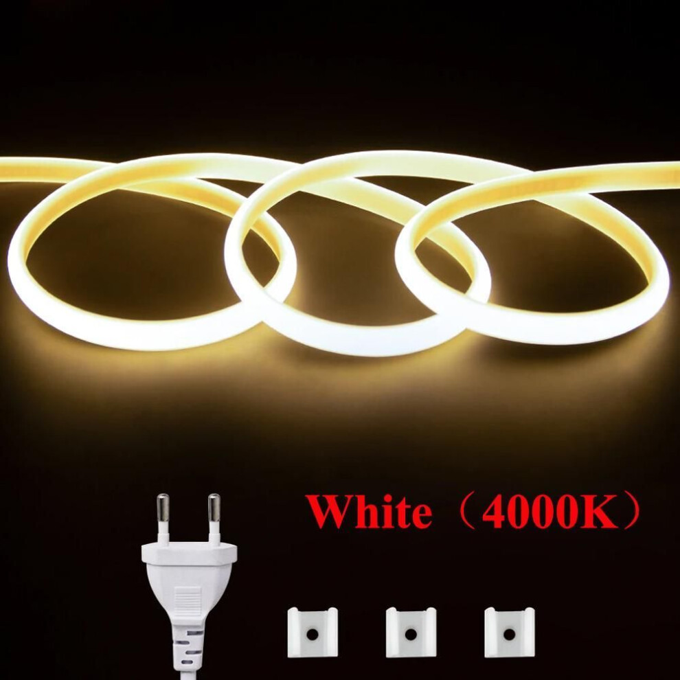 (white, 3M) AC 220V COB LED Strip Neon Light Power Plug Kit High Density 288LED/m Linear Lighting IP68 Waterproof Flexible Led Ribbon