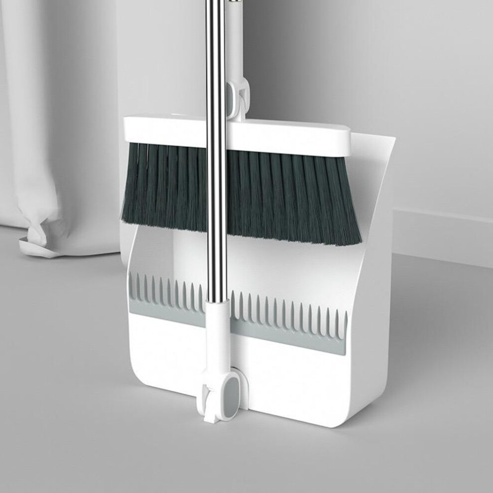 (white, 2pc) Household broom and dustpan set, upright dustpan and broom combination set, cleaning office kitchen wooden floor pet hair