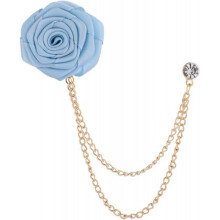Flower Brooch Hanging Tassel Chain Suit Stud Lapel Pin Badge Shirt Studs Coat Suit Collar Accessories for Men,Light Blue
