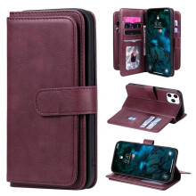 (wine red, Samsung A13 5G) 4-layer Card Holder Wallet Bag Case For Iphone Samsung Xiaomi Moto Oppo Vivo Durable Multi-function Leather Phone Case Cover