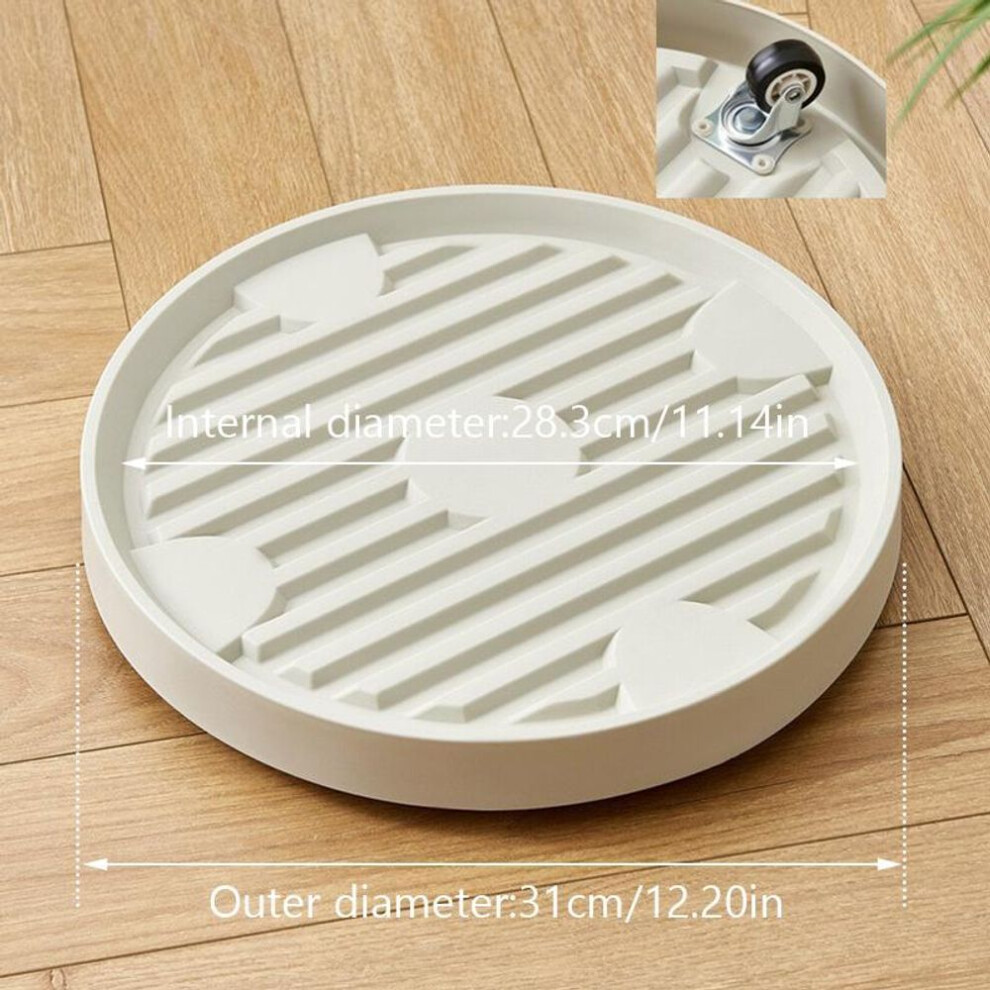 (beige, 31cm) Planter Moving Trays with Wheels Round Tree Flower Planter Stand Removable Flower Pot Tray