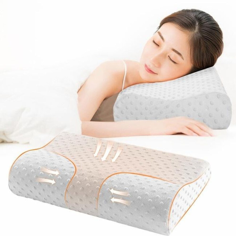 (white, 50x30x10cm) Memory Foam Pillow Orthopedic Pillow Bedding Neck Pillow Fiber Slow Rebound Pillows Massager for Cervical Health Care Pain Relief