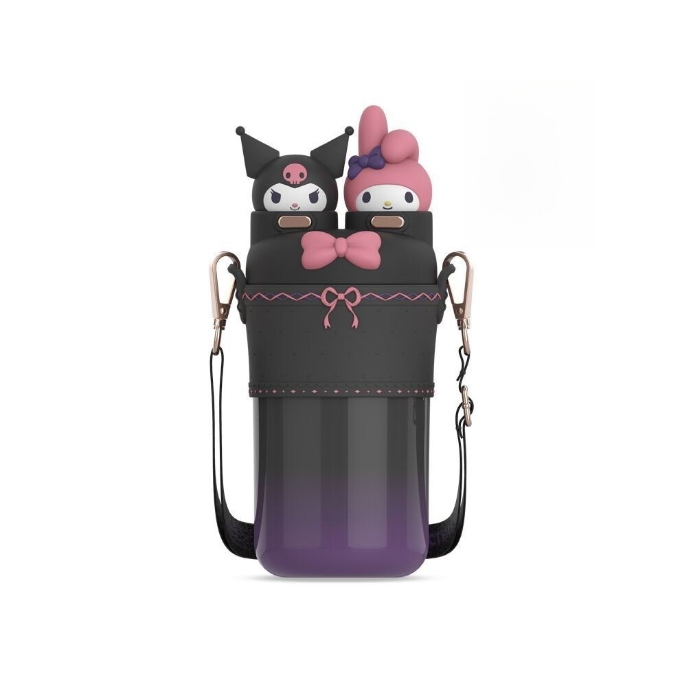 (Black Lolita) Kuromi Loppy Stainless Steel Portable Flask With Straw For Children And Teens-image-OPC-PHGRBJ6-NEW
