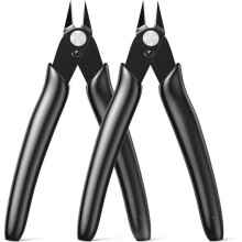 Precision cutting pliers, 2-pack mini diagonal pliers, suitable for electronic industry repair, electrician, jewelry repair, black 130*80mm