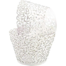 50pcs Cupcake Wrappers Artistic Bake Cake Paper Filigree Little Vine Lace Laser Cut Liner Baking Cup Wraps Muffin Casetrays For