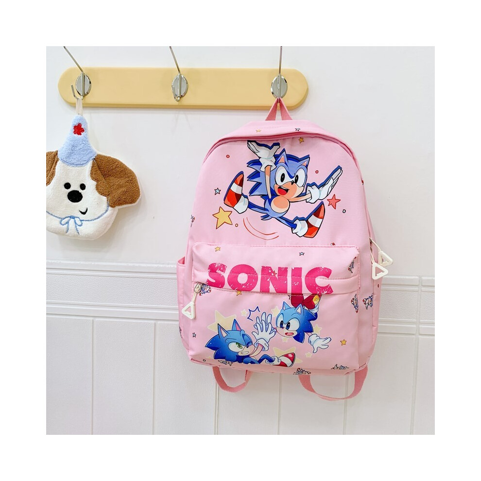 (Pink) Hedgehog Sonic The Cartoon Pattern Kids School Bag Elementary School Backpack Pink