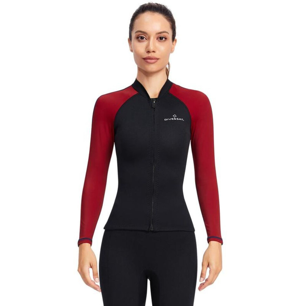 (L) 1.5mm Womens Neoprene Wetsuit Long Sleeve Dive Swim Scuba Diving Surf Suit Tops
