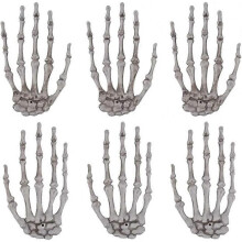 6 pc, halloween skeleton hand realistic plastic prosthetic hand for halloween zombie party